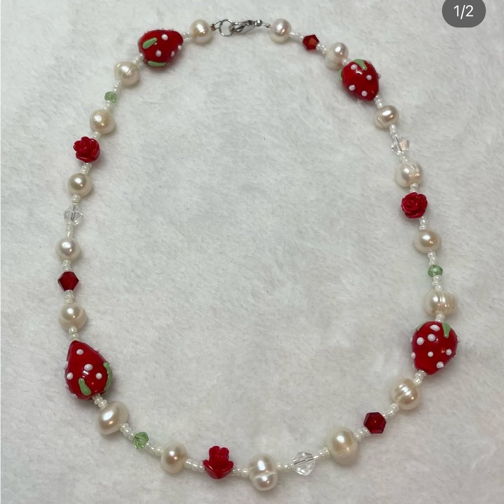 Handmade strawberry necklace